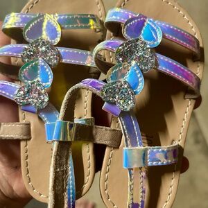 Irridescent Heart Strappy Sandals